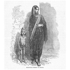 INDIA Muslim Woman of Bhopal - Antique Print 1890