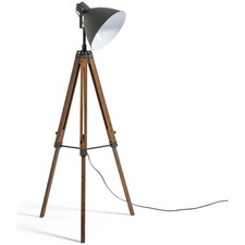 Tripod Floor Lamp Industrial Grey Adjustable Metal Shade Wooden Legs Habitat