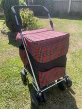 Genuine Sholley Tartan Shopping Trolley Aid Folding 6 Lockable Wheels .