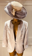 Jacques Vert  UK14 Pale Silver Grey/Pink Edge to Edge Button 3/4 Sleeve Jacket