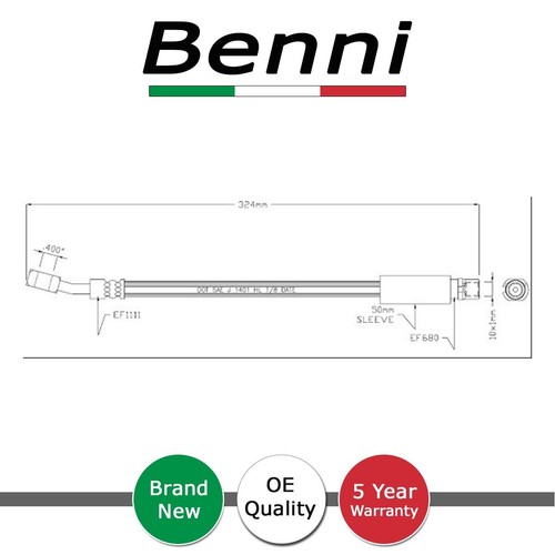 Brake hose front benni fits - brake,