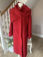 Vintage Windsmoor Women's Red Long Coat & Matching Scarf Size 10 100% Wool