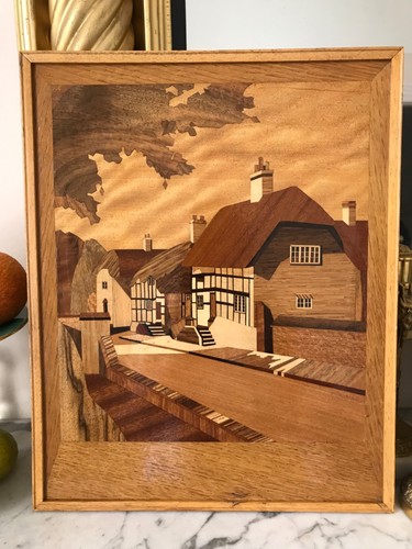 Vintage wooden marquetry - vintage,