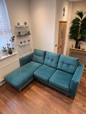 3 Seater Velvet Teal Left Hand Corner Sofa
