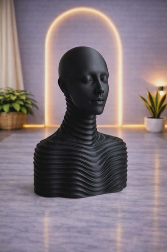 Female bust sculpture black - female,