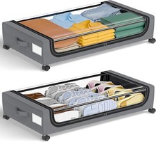 2Pcs Under Bed Storage with Wheels: XXL Underbed Storage Containers with Lids