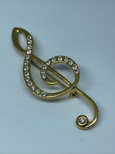 Brooch gold tone treble - gold,