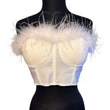 White Feather Trim Corset