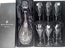 Royal Doulton Crystal DORCHESTER 1000ml Decanter & Wine Glasses 220ml Fine Lead