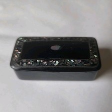 Antique Wooden Lacquered Snuff Box With Mother Of Pearl Inlay 