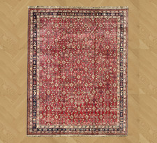 STUNNING VINTAGE QASHQAI RUG HAND MADE PERSIAN WOOL RED CARPET 12'4" x 9'1 CLEAN