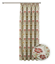 Tapestry Style Curtains Lined Heavy Cream Terracotta Floral Design Pencil Pleat
