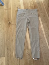 Beige Skinny Stirrup Bottom Trousers Size 16 ( Mark On Back)