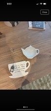 Next Teacup Hanging Sign and Teacup Spoon Rest Cute Home Decor