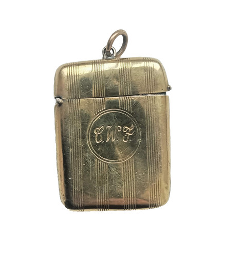 Antique edwardian brass vesta - antique,