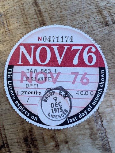 Vintage old tax disc - old,