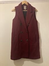 Zara Trafaluc Collection Double Breasted Sleeveless Jacket, Maroon Euro Small