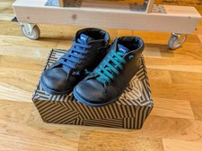 Camper Kids Peu Cami Ankle Boots Twins - Size 11.5/30 Black Leather 90019-105