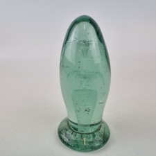 Antique 19th Century Green Glass Dump Paperweight With Double Flower