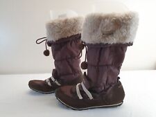 WEIRD FISH Boots Ladies Women Size 7 Eu 40 Brown Faux Fur Lined Jogger Snow Boot