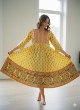 Women Cotton Flared Midi/Knee