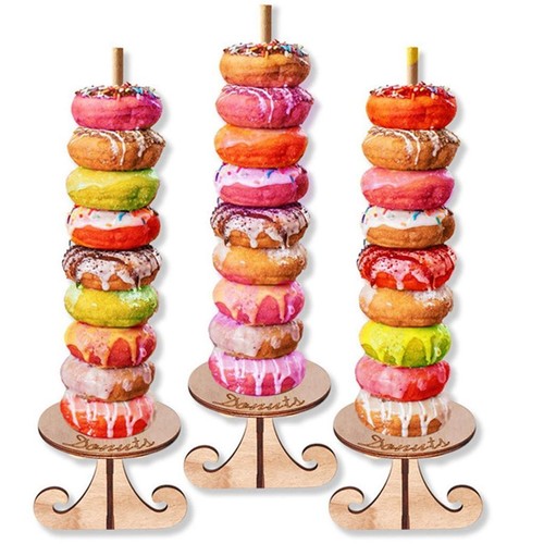 Portable wooden donut - wooden, display