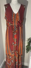Wallis Red & Orange Maxi Dress Size 16 In Excellent Condition.