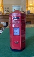Red Vintage Style Post Box, Tin Money Box / Piggy Bank, Gold Crown Detailing