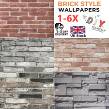 3D Effect Vintage Brick Wallpaper Realistic Slate Stone Textured Wall Decor 1-6x