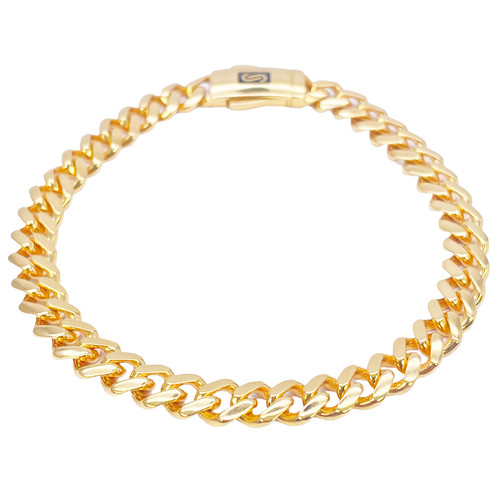 22ct gold cuban bracelet curb - gold,