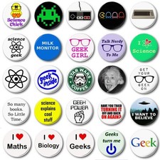 GEEKS  (Various Designs) - 1" / 25mm Button Badge - Novelty Biscuits Nerds