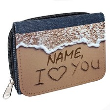 Personalised Ladies Purse I Love You Denim Coin Wallet Birthday Gift SH136