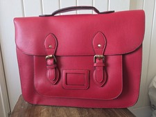 Red Leather-Look Satchel Bag