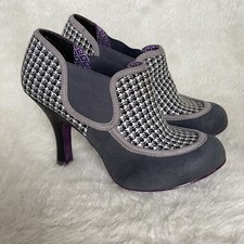 Ruby Shoo Shoes Size 5 EUR 38 Grey Herringbone Houndstooth Heels Quirky Retro