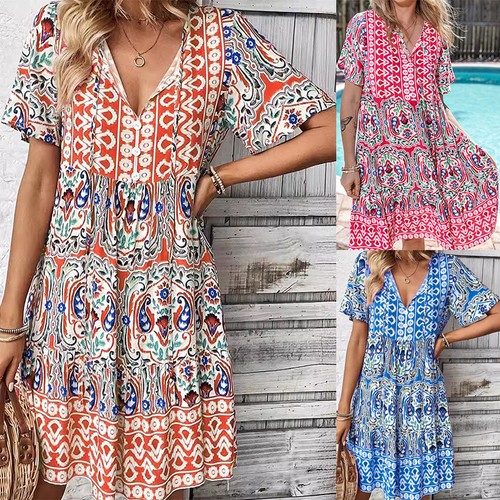 Women shortsleeve neck print - v,