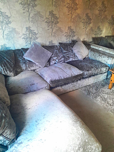 Grey velvet corner - corner, sofa