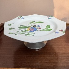 Vintage Art Deco Handpainted Made In England Small Octagonal Cake Stand/Plate 