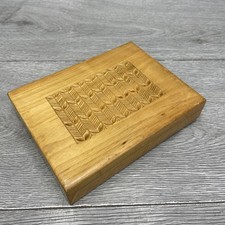 Vintage Wooden Hand Carved Treen Trinket Box  Leaf Design on Lid 160x123x33mm