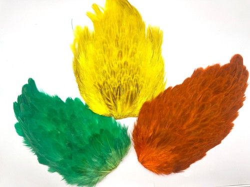 3pcs dyed hen saddle feathers - hen,