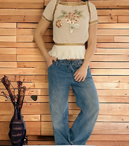 Manoush blouse leather flower