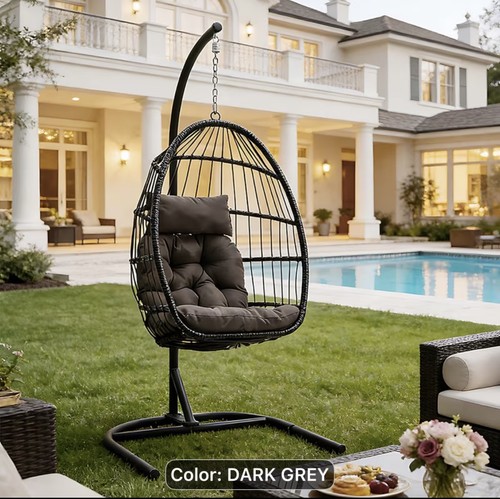Hanging rattan egg chair - hanging, with