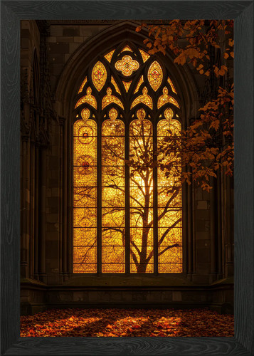 Stained glass window with - stained,