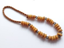 Faux Amber Resin Bead Filigree White Metal Spacers Boho Hippie Morrocan Layering