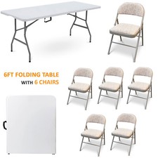 6FT CATERING CAMPING HEAVY DUTY FOLDING TRESTLE TABLE PICNIC BBQ PARTY CHAIRS