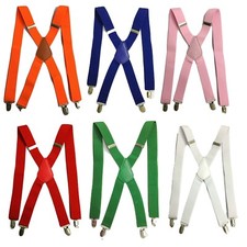 Standard Mens Ladies Braces Black Suspender Elastic 3.5cm Wide Durable Trouser