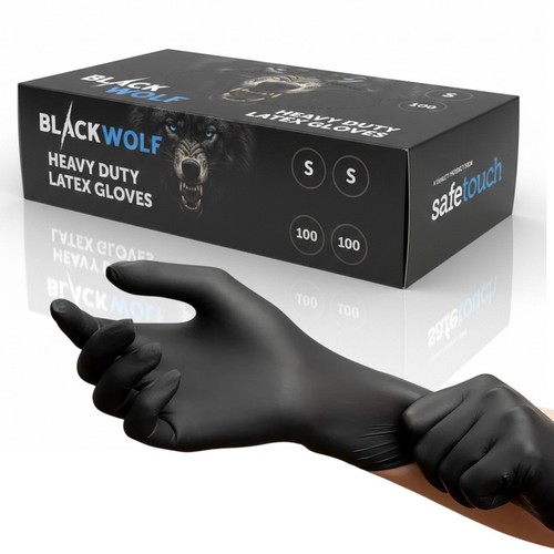 Black latex gloves - powder, free