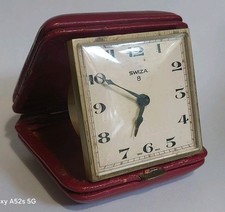 Beautiful Vintage Swiza 8 Mechanical Travel Alarm Clock For Repairs 