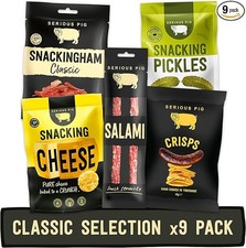 Serious Pig Classic Selection Gift Box with Cheese Crisps, Salami Snacks, Pickle