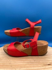 Oxygen Wedge Sandal Malaga Women's Sz 8M Red Leather Adjustable Strap Breathable