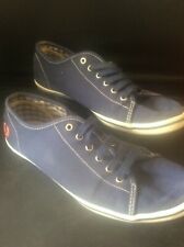 Vintage FRED PERRY Tennis Shoes Blue Canvas Plimsoll Trainers UK 6 US 8 EU 39